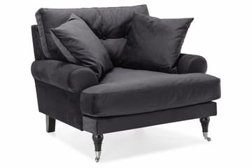 Andrew Soffgrupp 3-sits + 2-sits Soffa + Fåtölj + Fotpall i Sammet - Mörkgrå - Möbler - Soffa - Soffgrupp - Howard soffgrupp