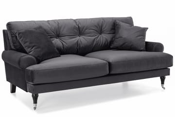 Andrew Soffgrupp 3-sits + 2-sits Soffa + Fåtölj + Fotpall i Sammet - Mörkgrå - Möbler - Soffa - Soffgrupp - Howard soffgrupp
