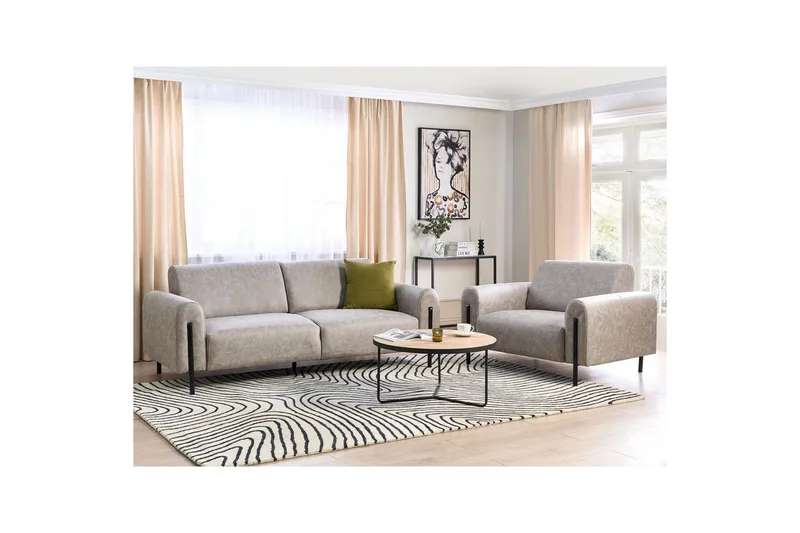 Soffgrupp Askim Grå/svart, Polyester - Grå - Möbler - Soffa - Soffgrupp