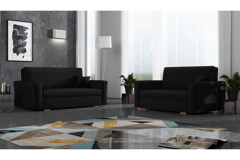 Bensbyn Soffgrupp Rutmönster - Svart - Möbler - Soffa - Soffgrupp