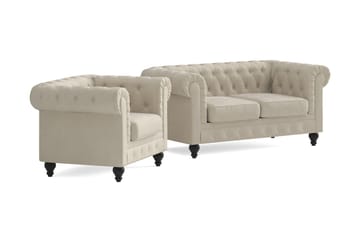 Chesterfield LYX 2+1 - SYN0000058, SYN0000063 - Beige - Möbler - Soffa - Soffgrupp - Chesterfield soffgrupp