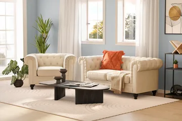 Chesterfield LYX 2+1 - SYN0000058, SYN0000063 - Beige - Möbler - Soffa - Soffgrupp - Chesterfield soffgrupp