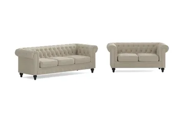 Chesterfield Lyx Soffgrupp 3-sits + 2-sits - Beige - Möbler - Soffa - Soffgrupp - Chesterfield soffgrupp