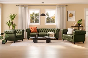 Chesterfield Lyx Soffgrupp 3-sits+2-sits+Fåtölj - Grön - Möbler - Soffa - Soffgrupp - Soffgrupp 3 2 1