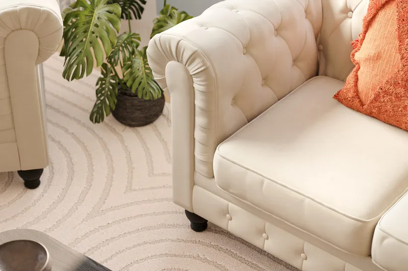 Chesterfield Lyx Soffgrupp 3-sits + 2-sits - Beige - Möbler - Soffa - Soffgrupp - Chesterfield soffgrupp