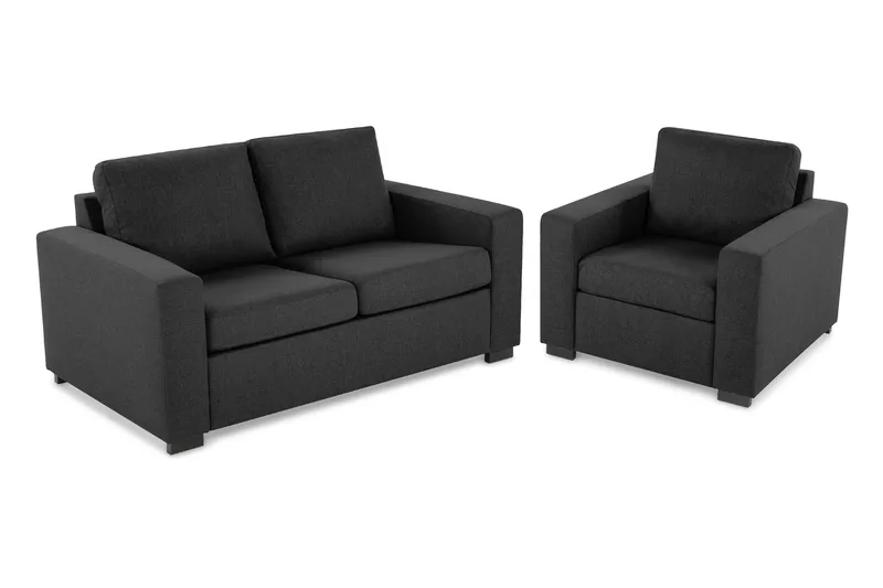 Crazy Soffgrupp 2-sits Soffa + Fåtölj i Tyg, Mörkgrå