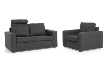 Crazy Soffgrupp 2-sits Soffa + Fåtölj i Tyg - Antracit - Möbler - Soffa - Soffgrupp