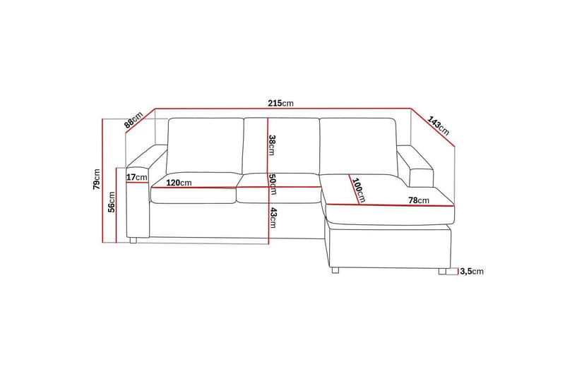 Crazy Soffgrupp 3-sits Vändbar L-formad Divansoffa + Fåtölj i Tyg - Antracit - Möbler - Soffa - Soffgrupp
