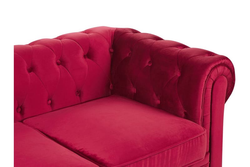 Soffgrupp Feero - Röd/Sammet - 3 sits soffa