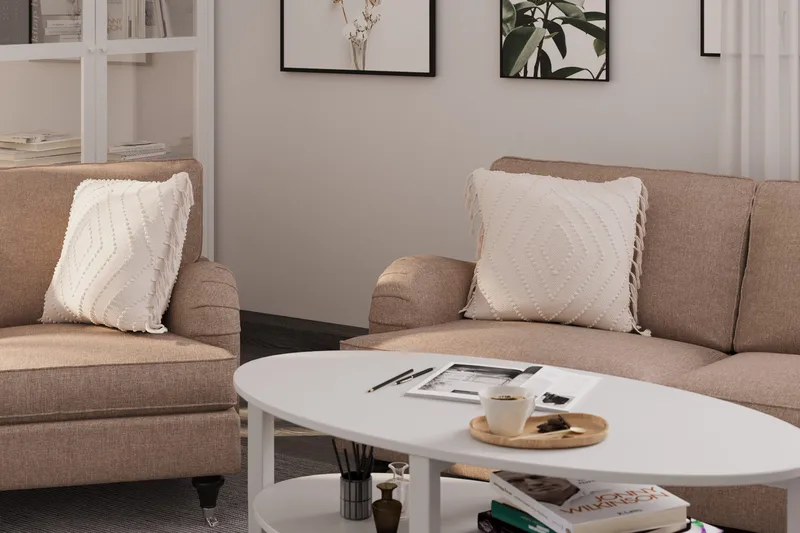 Howard Classic Soffgrupp 2-sits + 2-sits Tygsoffa - Mörkbeige - Möbler - Soffa - Soffgrupp - Howard soffgrupp