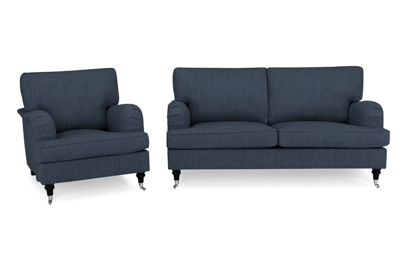 Howard Classic Soffgrupp 2-sits + Fåtölj i Tyg - Blå - Möbler - Soffa - Soffgrupp - Chesterfield soffgrupp