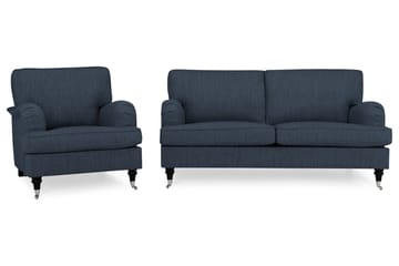Howard Classic Soffgrupp 2-sits + Fåtölj i Tyg - Blå - Möbler - Soffa - Soffgrupp - Chesterfield soffgrupp