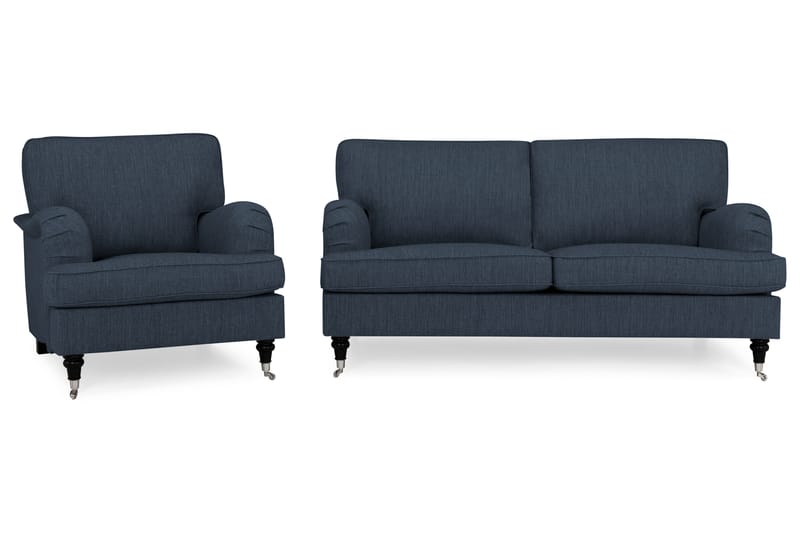 Howard Classic Soffgrupp 2-sits + Fåtölj i Tyg - Blå - Möbler - Soffa - Soffgrupp - Chesterfield soffgrupp
