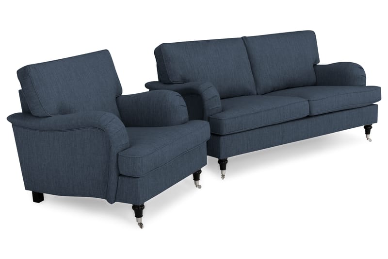 Howard Classic Soffgrupp 2-sits + Fåtölj i Tyg - Blå - Möbler - Soffa - Soffgrupp - Chesterfield soffgrupp