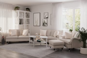 Howard Classic Soffgrupp 2-sits + Liten 2-sits Soffa + Fåtölj + Fotpall i Tyg - Beige - Möbler - Soffa - Soffgrupp - Howard soffgrupp