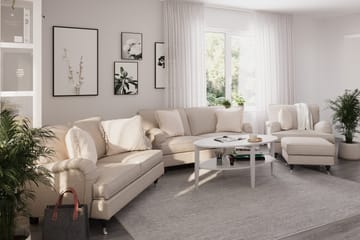 Howard Classic Soffgrupp 2-sits + Liten 2-sits Soffa + Fåtölj + Fotpall i Tyg - Beige - Möbler - Soffa - Soffgrupp - Howard soffgrupp