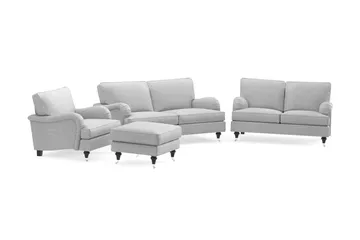 Howard Classic Soffgrupp 2-sits + Liten 2-sits Soffa + Fåtölj + Fotpall i Tyg - Grå - Möbler - Soffa - Soffgrupp - Howard soffgrupp