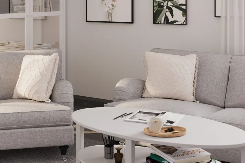 Howard Classic Soffgrupp 2-sits + Liten 2-sits Soffa + Fåtölj + Fotpall i Tyg - Grå - Möbler - Soffa - Soffgrupp - Howard soffgrupp