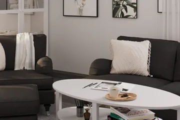 Howard Classic Soffgrupp 2-sits Soffa + Fåtölj + Fotpall i Tyg - Mörkgrå - Möbler - Soffa - Soffgrupp - Howard soffgrupp