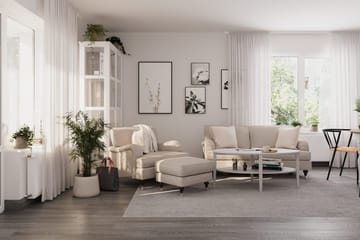 Howard Classic Soffgrupp 2-sits Soffa + Fåtölj + Fotpall i Tyg - Beige - Möbler - Soffa - Soffgrupp - Howard soffgrupp