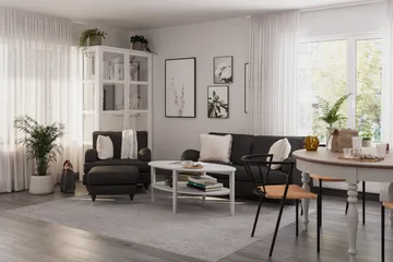 Howard Classic Soffgrupp 2-sits Soffa + Fåtölj + Fotpall i Tyg - Mörkgrå - Möbler - Soffa - Soffgrupp - Howard soffgrupp