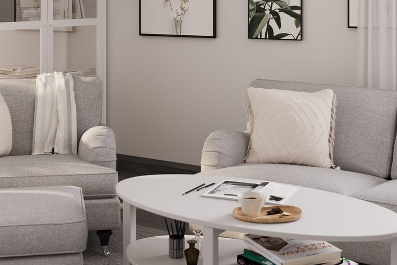 Howard Classic Soffgrupp 2-sits Svängd Soffa + Fåtölj + Fotpall i Tyg - Grå - Möbler - Soffa - Soffgrupp - Howard soffgrupp