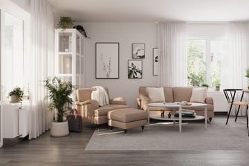 Howard Classic Soffgrupp 2-sits Svängd Soffa + Fåtölj + Fotpall i Tyg - Mörkbeige - Möbler - Soffa - Soffgrupp - Howard soffgrupp