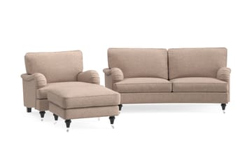 Howard Classic Soffgrupp 2-sits Svängd Soffa + Fåtölj + Fotpall i Tyg