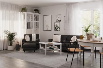 Howard Classic Soffgrupp 2-sits Svängd Soffa + Fåtölj + Fotpall i Tyg - Mörkgrå - Möbler - Soffa - Soffgrupp - Howard soffgrupp