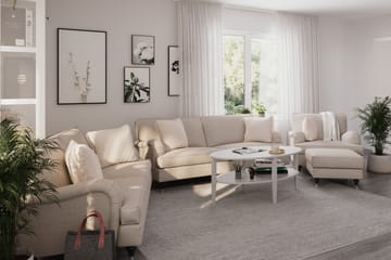 Howard Classic Soffgrupp 3-sits + 2-sits Soffa + Fåtölj + Fotpall i Tyg - Beige - Möbler - Soffa - Soffgrupp - Howard soffgrupp