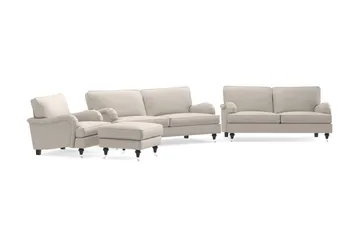 Howard Classic Soffgrupp 3-sits + 2-sits Soffa + Fåtölj + Fotpall i Tyg - Beige - Möbler - Soffa - Soffgrupp - Howard soffgrupp