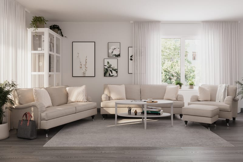 Howard Classic Soffgrupp 3-sits + 2-sits Soffa + Fåtölj i Tyg - Beige - Möbler - Soffa - Soffgrupp - Howard soffgrupp