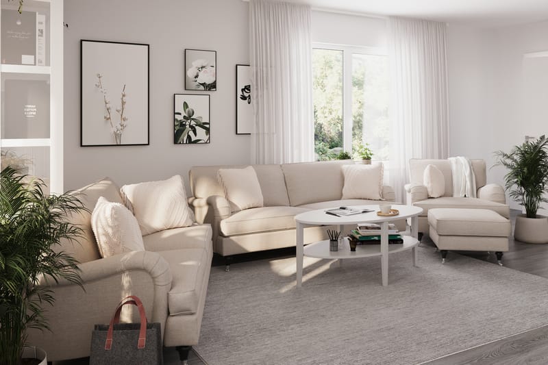 Howard Classic Soffgrupp 3-sits + 2-sits Soffa + Fåtölj i Tyg - Beige - Möbler - Soffa - Soffgrupp - Howard soffgrupp