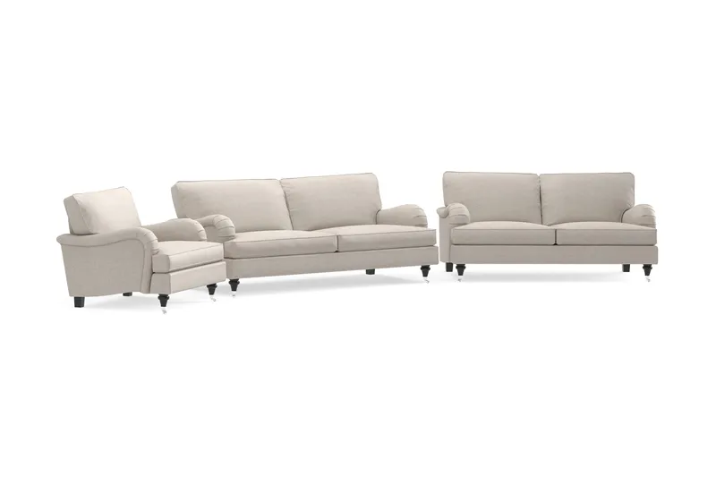 Howard Classic Soffgrupp 3-sits + 2-sits Soffa + Fåtölj i Tyg - Beige - Möbler - Soffa - Soffgrupp - Howard soffgrupp