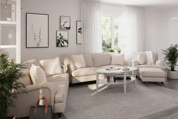 Howard Classic Soffgrupp 3-sits + 2-sits Soffa + Fåtölj i Tyg - Beige - Möbler - Soffa - Soffgrupp - Howard soffgrupp