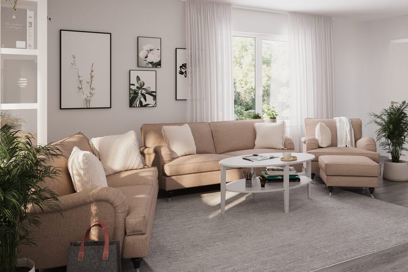 Howard Classic Soffgrupp 3-sits + 2-sits Soffa + Fåtölj i Tyg - Mörkbeige - Möbler - Soffa - Soffgrupp - Howard soffgrupp