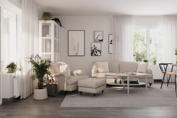 Howard Classic Soffgrupp 3-sits Soffa + Fåtölj + Fotpall i Tyg - Beige - Möbler - Soffa - Soffgrupp - Howard soffgrupp