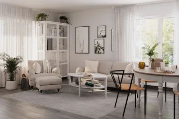 Howard Classic Soffgrupp 3-sits Soffa + Fåtölj + Fotpall i Tyg - Beige - Möbler - Soffa - Soffgrupp - Howard soffgrupp