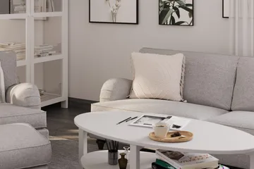 Howard Classic Soffgrupp 3-sits Soffa + Fåtölj + Fotpall i Tyg - Grå - Möbler - Soffa - Soffgrupp - Howard soffgrupp