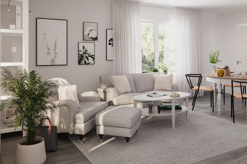 Howard Classic Soffgrupp 3-sits Soffa + Fåtölj i Tyg - Grå - Möbler - Soffa - Soffgrupp - Howard soffgrupp