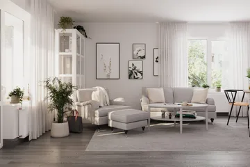 Howard Classic Soffgrupp 3-sits Soffa + Fåtölj i Tyg - Grå - Möbler - Soffa - Soffgrupp - Howard soffgrupp
