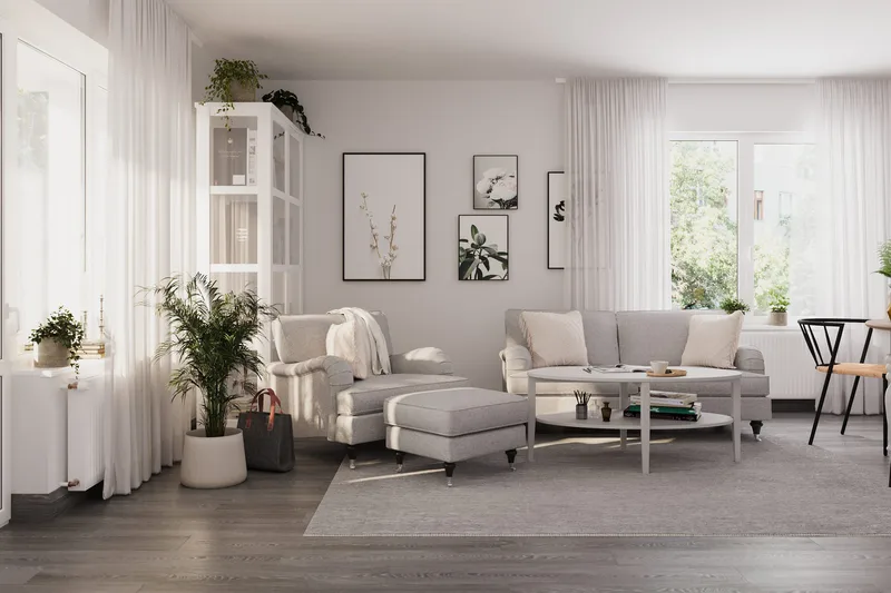 Howard Classic Soffgrupp 3-sits Soffa + Fåtölj i Tyg - Grå - Möbler - Soffa - Soffgrupp - Howard soffgrupp