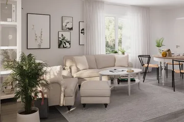 Howard Classic Soffgrupp 3-sits Soffa + Fåtölj + Fotpall i Tyg - Beige - Möbler - Soffa - Soffgrupp - Howard soffgrupp