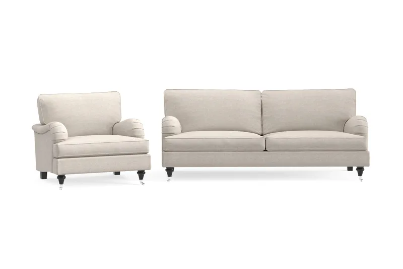 Howard Classic Soffgrupp 3-sits Soffa + Fåtölj i Tyg, Beige