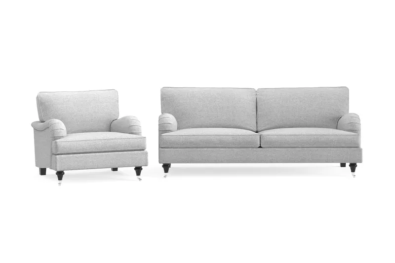 Howard Classic Soffgrupp 3-sits Soffa + Fåtölj i Tyg, Grå