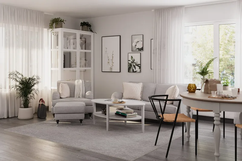 Howard Classic Soffgrupp 3-sits Soffa + Fåtölj i Tyg - Grå - Möbler - Soffa - Soffgrupp - Howard soffgrupp