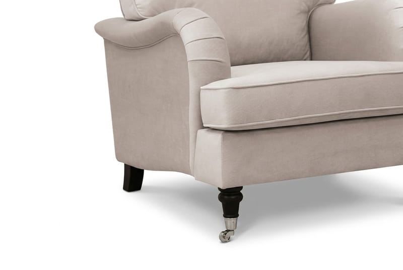 Howard Classic Soffgrupp 3-Sits Soffa och Fåtölj samt Fotpall i Sammet - Beige - Möbler - Soffa - Soffgrupp - Howard soffgrupp