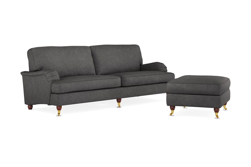 Howard Lyx 4-sits Tygsoffa + Fotpall - Mörkgrå - Möbler - Soffa - Soffgrupp - Howard soffgrupp