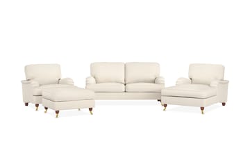 Howard Lyx Soffgrupp 2-sits Soffa + Divanfåtölj + Fåtölj + Fotpall i Tyg - Beige - Möbler - Soffa - Soffgrupp - Howard soffgrupp