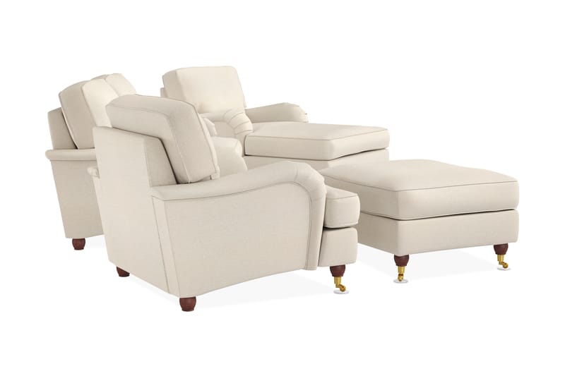 Howard Lyx Soffgrupp 2-sits Soffa + Divanfåtölj + Fåtölj + Fotpall i Tyg - Beige - Möbler - Soffa - Soffgrupp - Howard soffgrupp
